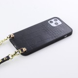 Hülle iPhone 12 Pro Max - Krokodil mit Riemen  - Schwarz