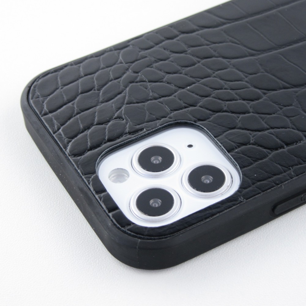 Hülle iPhone 11 - Krokodil mit Riemen  - Schwarz