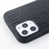 Coque iPhone 11 - Croco avec lanière - Noir