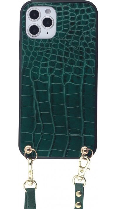 Hülle iPhone 12 Pro Max - Krokodil mit Riemen  grün