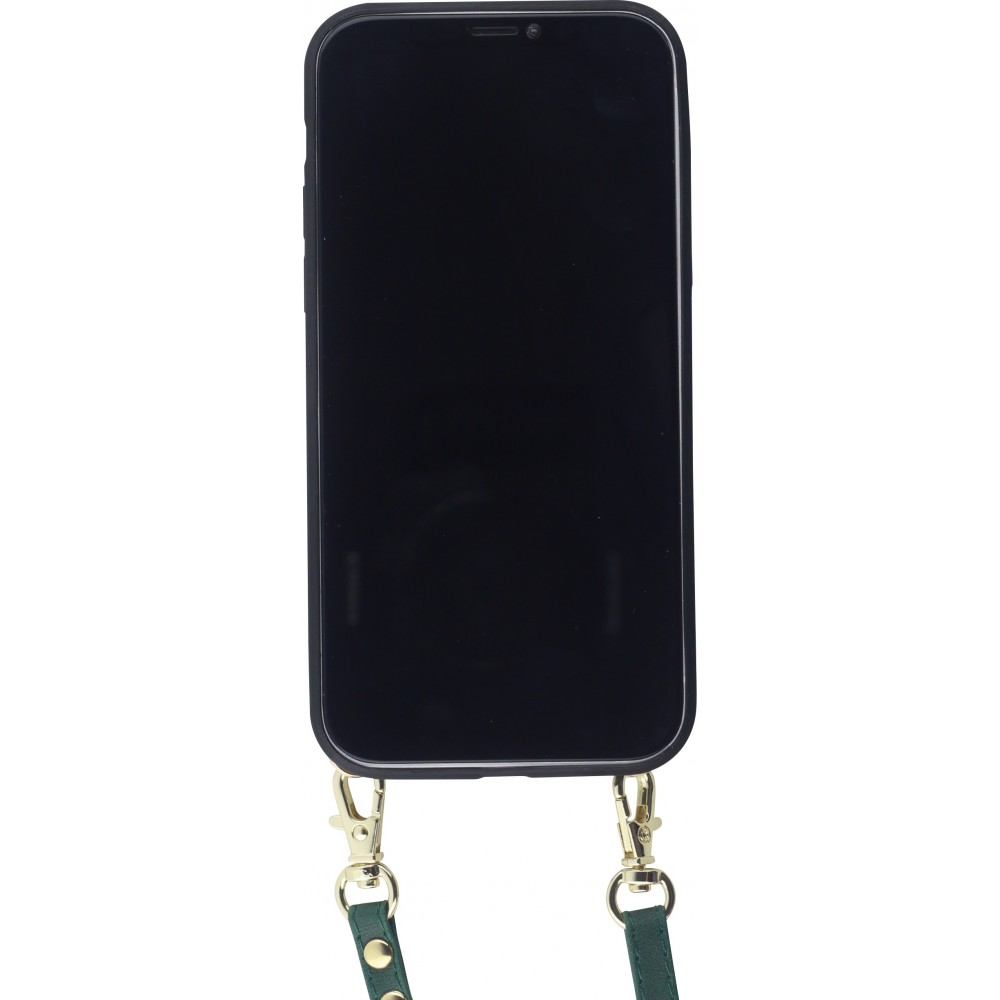 Coque iPhone 11 - Croco avec lanière - Vert