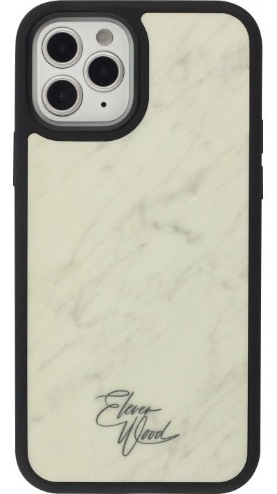 Coque iPhone 12 / 12 Pro - Eleven Wood pierre véritable marbre - Blanc