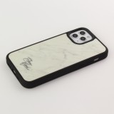 Coque iPhone 12 / 12 Pro - Eleven Wood pierre véritable marbre - Blanc