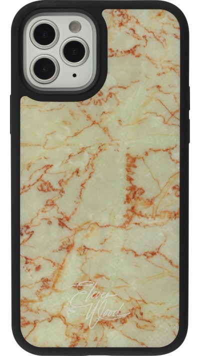 Coque iPhone 12 / 12 Pro - Eleven Wood pierre véritable marbre - Orange