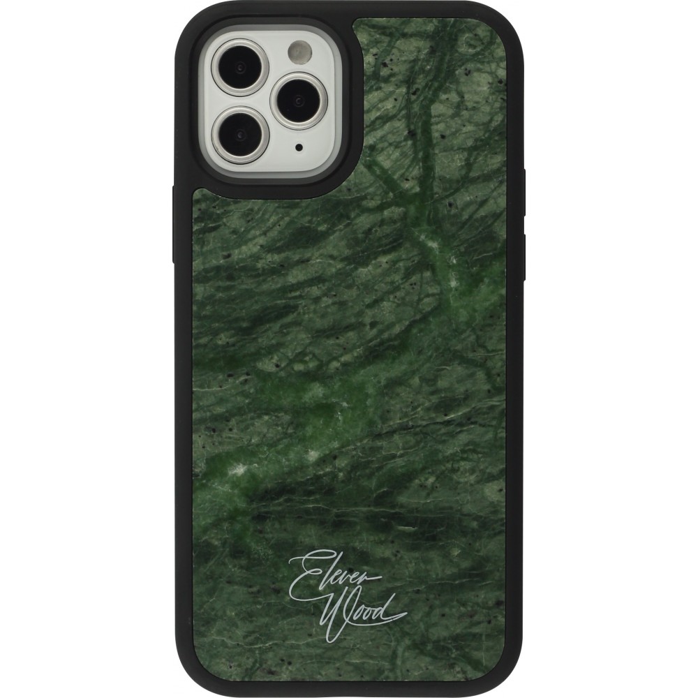 Coque iPhone 12 / 12 Pro - Eleven Wood pierre véritable marbre - Vert