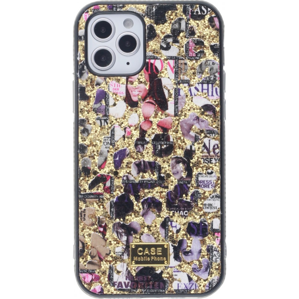 Coque iPhone 12 Pro Max - Fashion Strass Collage - Or