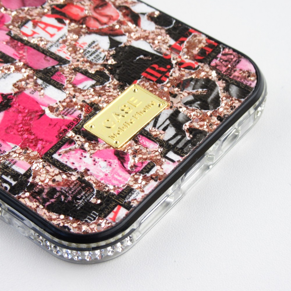 Coque iPhone 12 / 12 Pro - Fashion Strass Collage - Rose