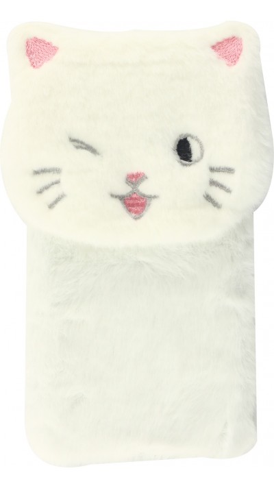 Coque iPhone 12 / 12 Pro - Fluffy chat peluche - Blanc