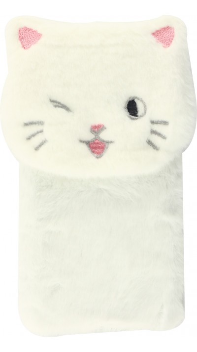 Coque iPhone 12 mini - Fluffy chat peluche - Blanc