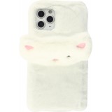 Hülle iPhone 12 mini - Fluffy Katze Plüsch - Weiss