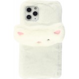 Coque iPhone 12 / 12 Pro - Fluffy chat peluche - Blanc