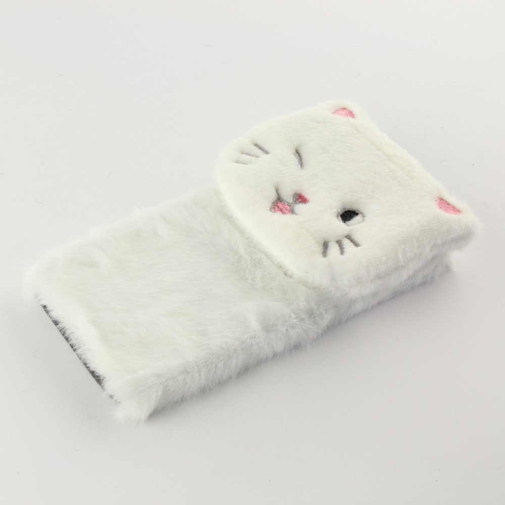 Coque iPhone 12 / 12 Pro - Fluffy chat peluche - Blanc