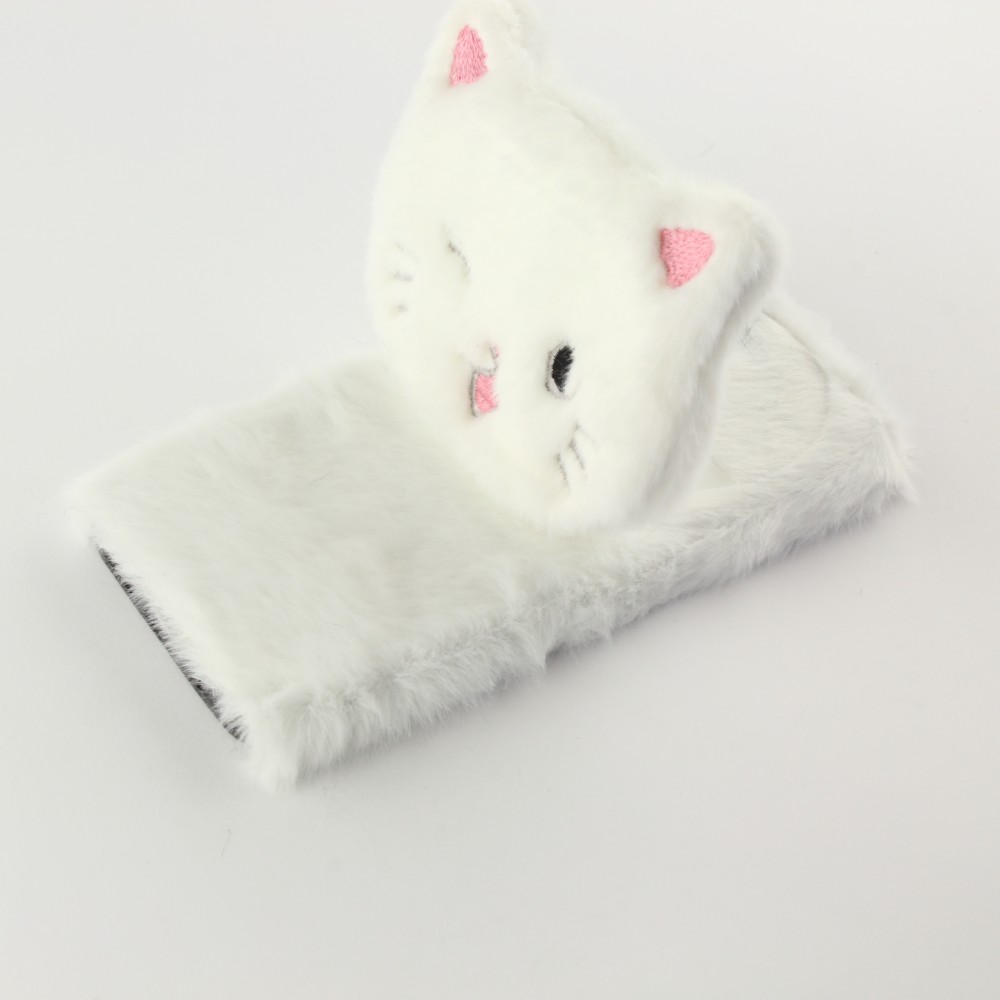 Coque iPhone 12 / 12 Pro - Fluffy chat peluche - Blanc