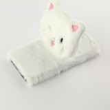 Coque iPhone 12 mini - Fluffy chat peluche - Blanc