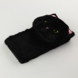 Hülle iPhone 12 mini - Fluffy Katze Plüsch - Schwarz