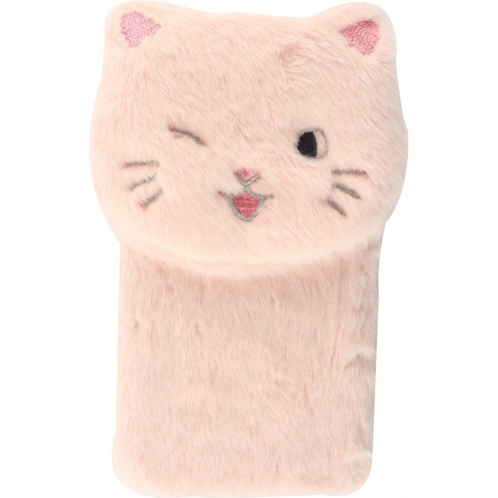 Coque iPhone 12 / 12 Pro - Fluffy chat peluche - Rose