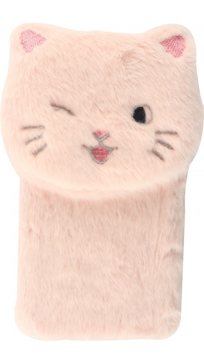 Coque iPhone 12 mini - Fluffy chat peluche - Rose