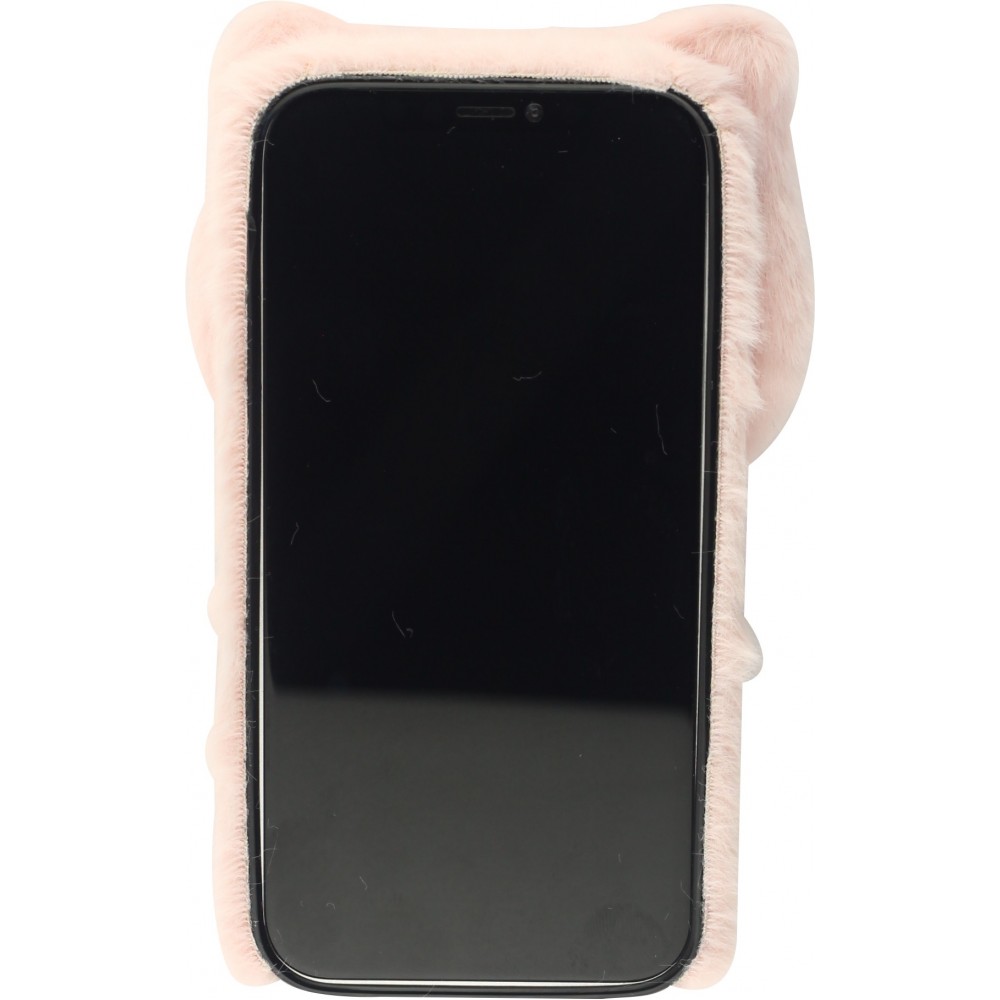 Coque iPhone 12 Pro Max - Fluffy chat peluche - Rose