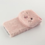 Hülle iPhone 12 mini - Fluffy Katze Plüsch - Rosa