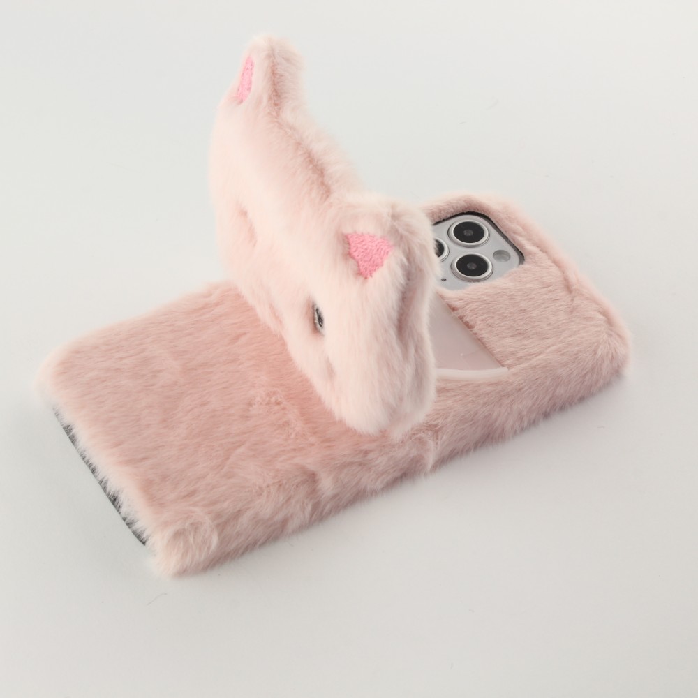 Coque iPhone 12 Pro Max - Fluffy chat peluche - Rose