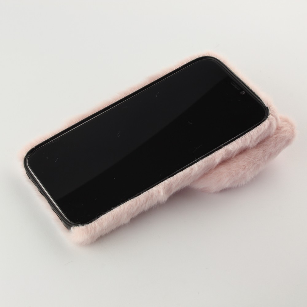 Coque iPhone 12 Pro Max - Fluffy chat peluche - Rose