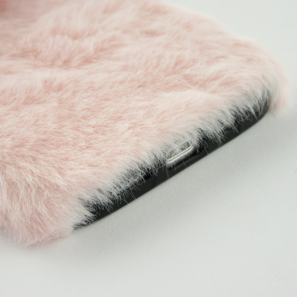 Hülle iPhone 12 mini - Fluffy Katze Plüsch - Rosa