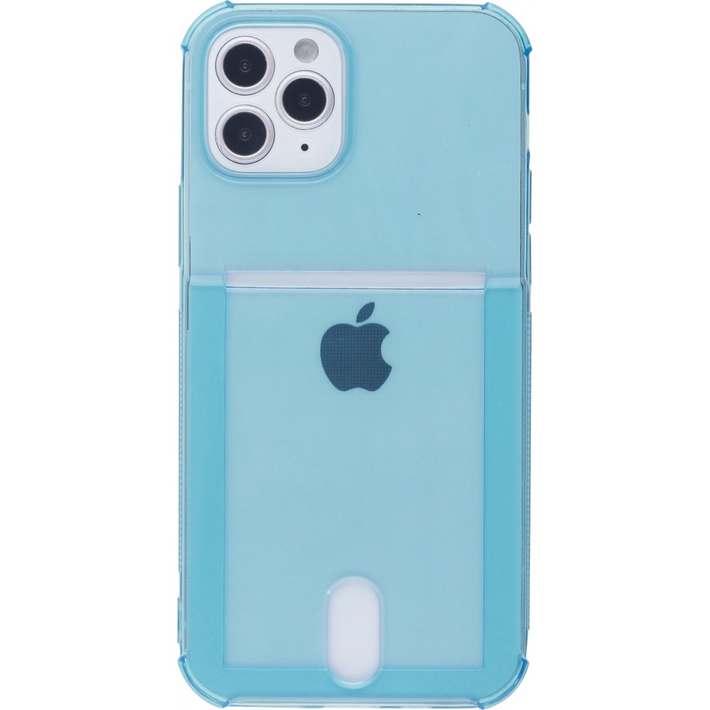 Coque iPhone 12 Pro Max - Gel Bumper Porte-carte - Bleu