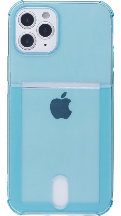 Coque iPhone 12 Pro Max - Gel Bumper Porte-carte - Bleu