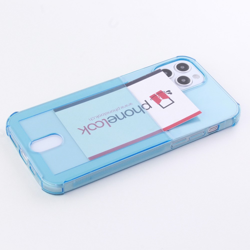 Coque iPhone 12 Pro Max - Gel Bumper Porte-carte - Bleu