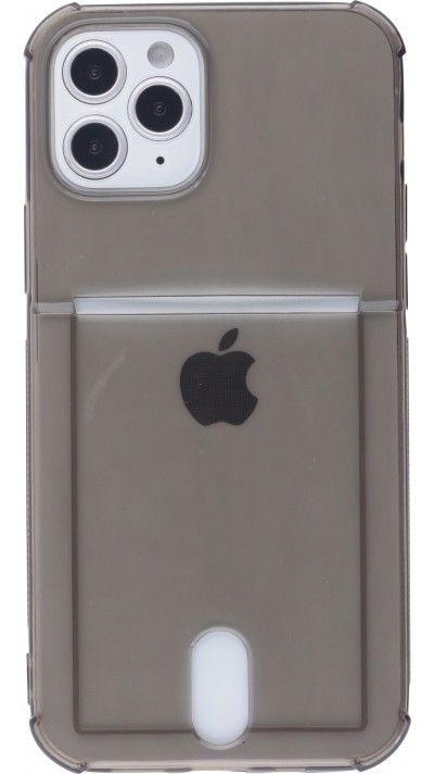 Coque iPhone 12 / 12 Pro - Gel Bumper Porte-carte - Noir