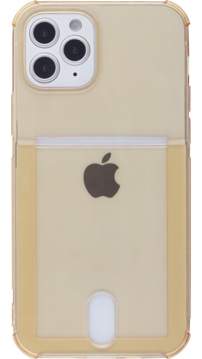 Coque iPhone 12 / 12 Pro - Gel Bumper P- Orte-carte - Or