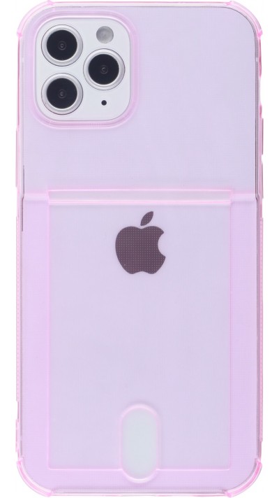 Hülle iPhone 12 Pro Max - Gummi Bumper Kartenhalter - Rosa