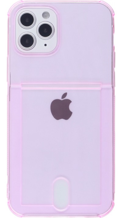 Hülle iPhone 11 - Gummi Bumper Kartenhalter - Rosa