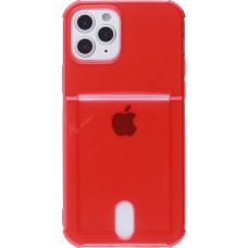 Hülle iPhone 11 - Gummi Bumper Kartenhalter - Rot