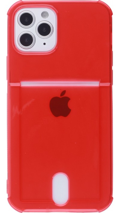 Hülle iPhone 12 / 12 Pro - Gummi Bumper Kartenhalter - Rot