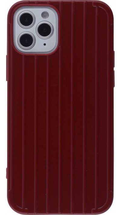 Hülle iPhone 12 / 12 Pro - Gummi Linien Bordeaux