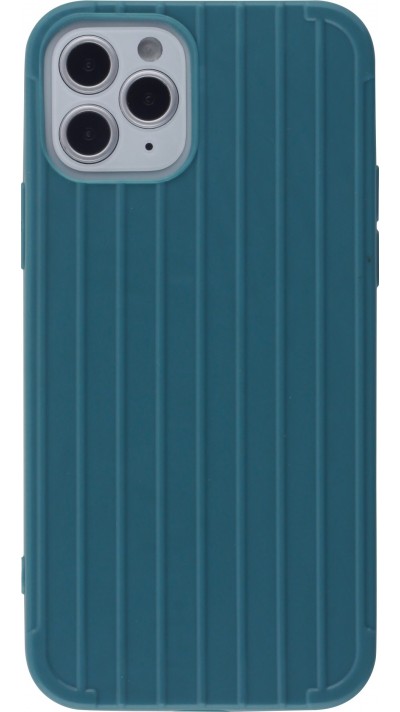 Coque iPhone 12 / 12 Pro - Gel Lignes bleu - Gris