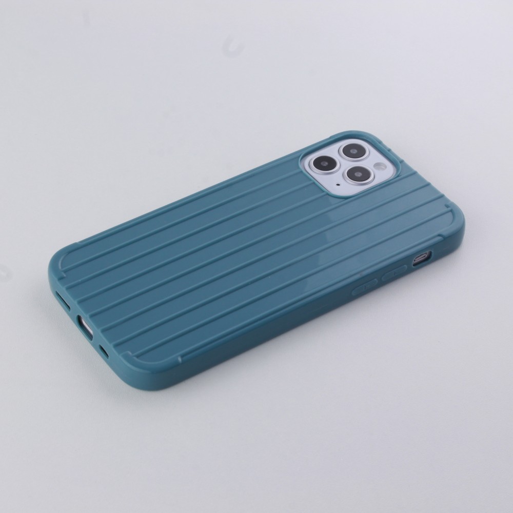 Coque iPhone 12 / 12 Pro - Gel Lignes bleu - Gris