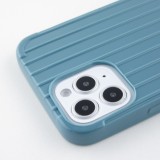 Coque iPhone 12 / 12 Pro - Gel Lignes bleu - Gris