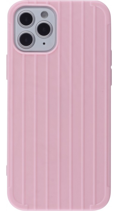 Coque iPhone 12 / 12 Pro - Gel Lignes - Rose clair