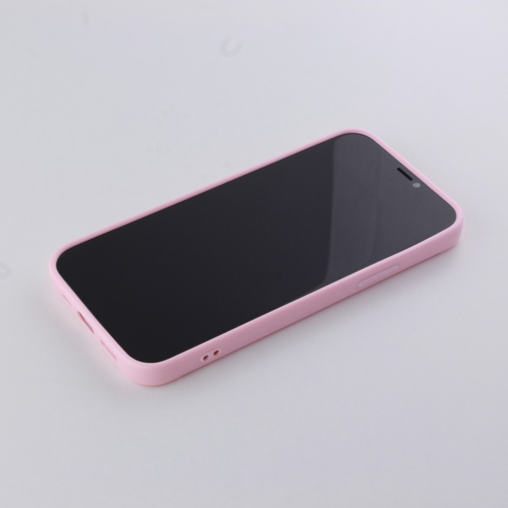 Coque iPhone 12 / 12 Pro - Gel Lignes - Rose clair