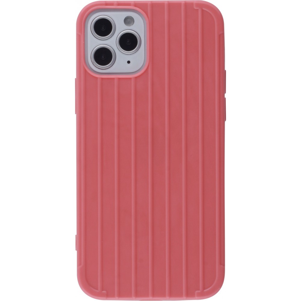 Coque iPhone 12 / 12 Pro - Gel Lignes rose - Saumon