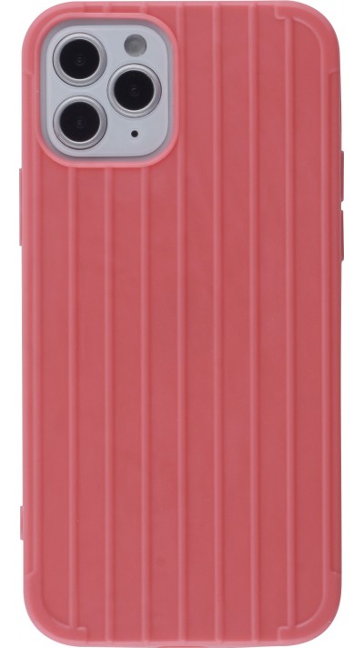 Coque iPhone 12 / 12 Pro - Gel Lignes rose - Saumon