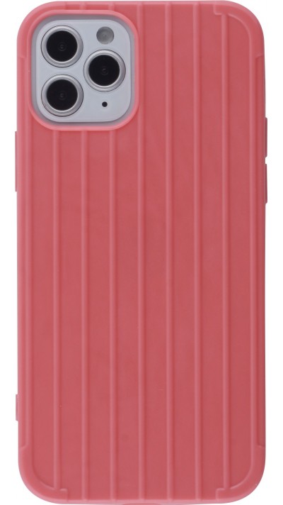 Hülle iPhone 12 / 12 Pro - Gummi Linien - Lachs- Rosa