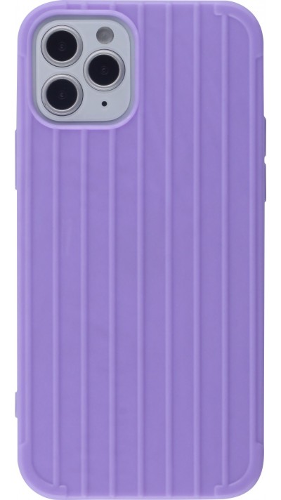 Hülle iPhone 12 / 12 Pro - Gummi Linien - Violett
