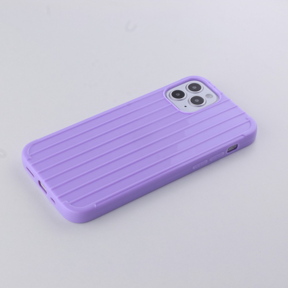 Coque iPhone 12 / 12 Pro - Gel Lignes - Violet