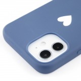 Hülle iPhone 12 mini - Gummi Herz blau