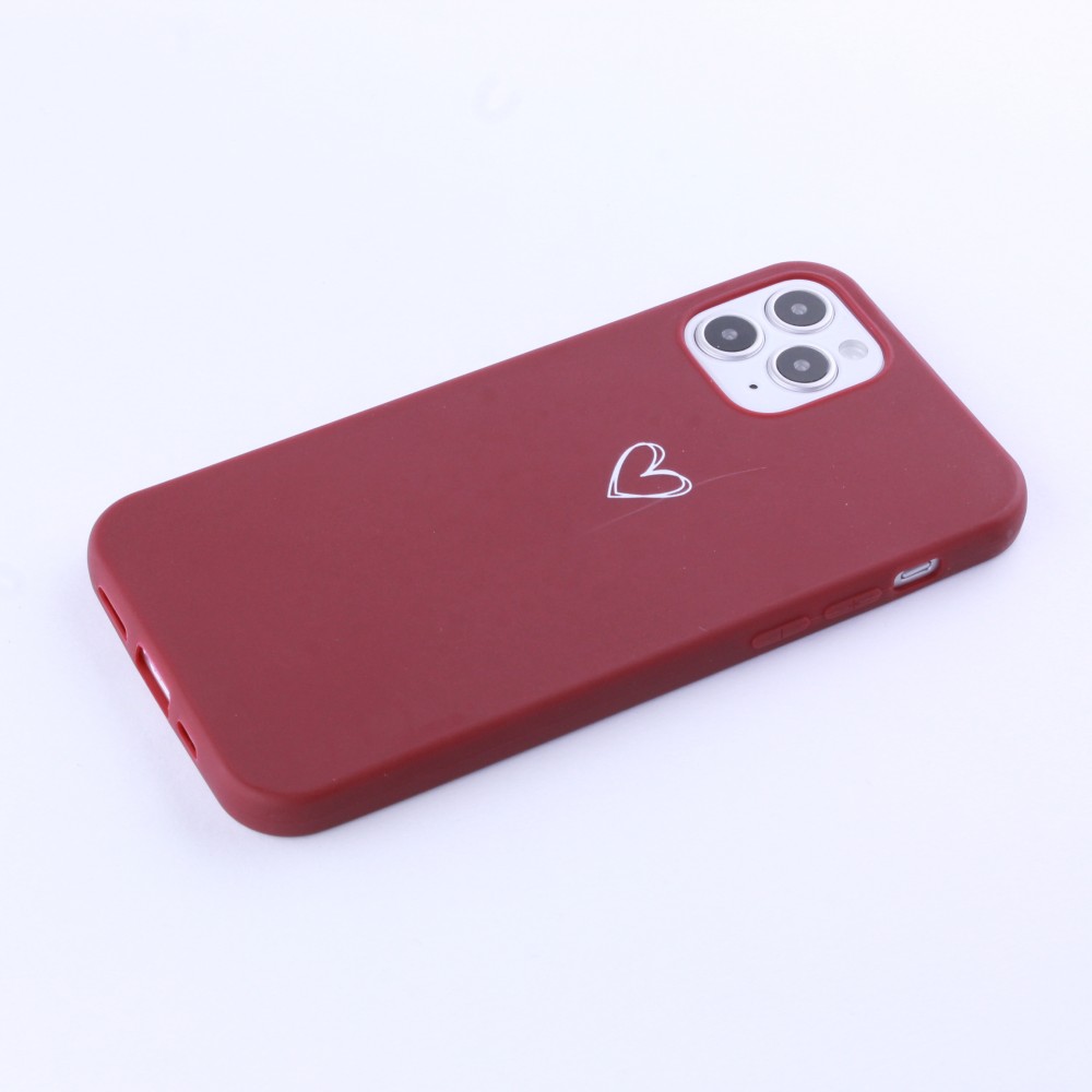 Coque iPhone 12 Pro Max - Gel coeur - Rouge