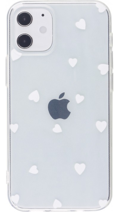 Coque iPhone 12 / 12 Pro - Gel petit coeur - Blanc