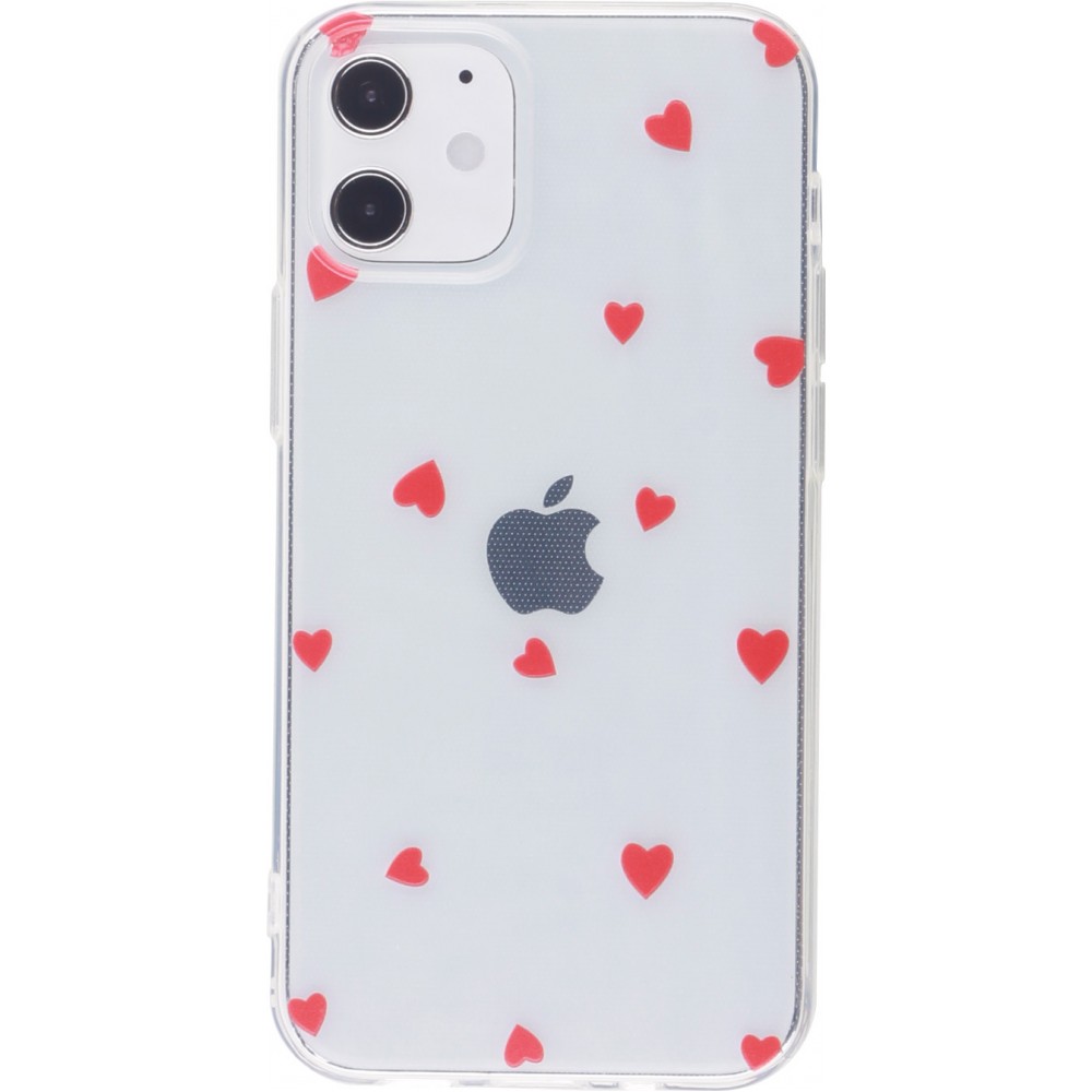 Coque iPhone 12 / 12 Pro - Gel petit coeur - Rouge